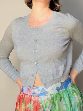 Talbots Petites Metallic Merino Wool Cardigan – Size SP